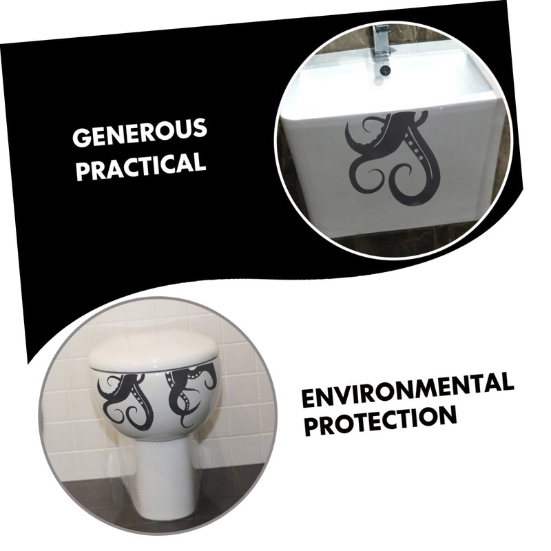 TOVINANNA 4sheets Octopus Wall Stickers Funny Toilet Decor for Bathroom