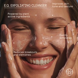 EQ Exfoliating Cleanser | Plant-Based EGCG & Quercetin for Redness, Blemishes & Hydration | Gentle Face & Body Scrub with Squalane Oil & Ultra-Fine Walnut Shells | No Fragrance, Travel Size 1.69 fl oz