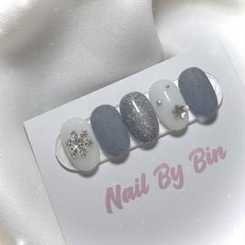[Handmade Nail Tips] Snowflake Knit Nails - Square / [수제네일팁] 눈송이니트 네일 - 스퀘어