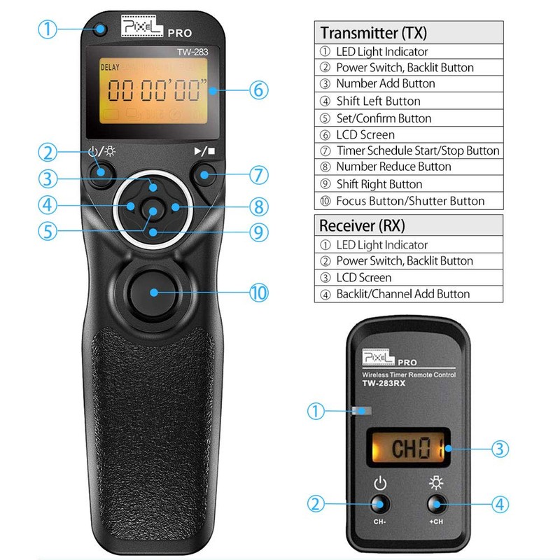 Pixel TW-283 E3 Wireless Shutter Release Remote Control For Canon