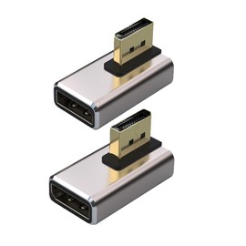 Kework DisplayPort 8K@60Hz Coupler, DisplayPort 1.4 Version Male to Female Extension Adapter Extender Connector, 90 Degree Left + Right Angle, 2 Pack, Aluminum Alloy, 24K Gold-Plate