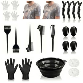 SWISSELITE 24 Pcs Hair Dye Kit with Collapsible Mixing Bowl, Complete Hair Coloring Tools Set with Brushes, Clips, Gloves, Capes & Storage Bag, DIY Bl