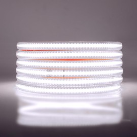 HEGEHE 220V COB Strip Light with Self-Adhsive Tape, Cut to 50cm, IP65 Waterproof LED Rope Light with Switch Power Supply (20m, Cold White)
