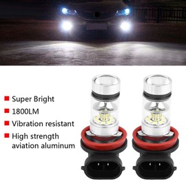 Bombilla de luz antiniebla H8 / H11, 2 pzs. Coche 100W Conversión de LED super brillante Bombilla de luz antiniebla, Luz blanca, 1800
