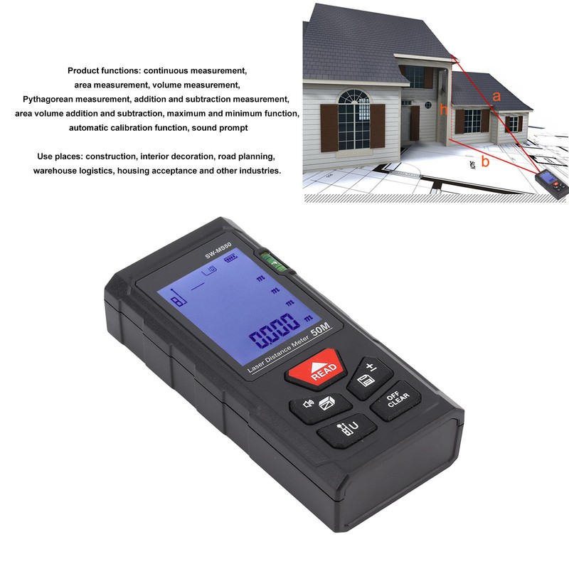 Handheld Infrared Laser Distance Meter Rangefinder High Accuracy Range Measuring