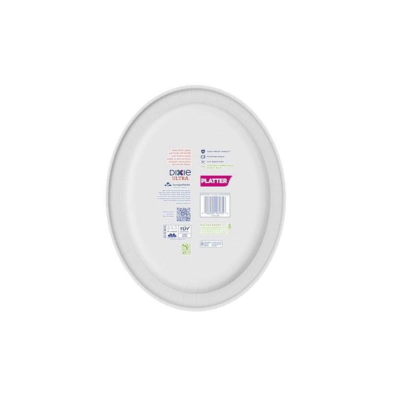 Dixie Ultra Disposable Paper Platters, 10" x 12.5", 25 Count