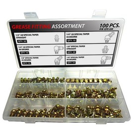 Thread Forming/Spin Drive Grease Fitting Kit - 100 Piece Assortment