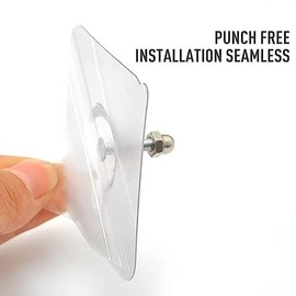 ANH MART Stainless Steel, PVC, ABS Nail Free Seamless Adhesive Non-Trace No Drilling Installation Hanging, Waterproof Screws Wall Hook(Transparent) (Pack of 15)