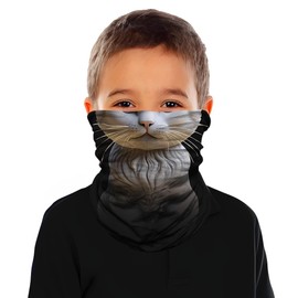 ShopINess Neck Gaiter, Neck Gaiter, Tubular Neck Warmer, Unisex Children's Animal Pattern, Scarf for Bike, Sports, Carnival, Theme Parties, cat