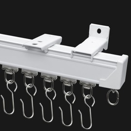 ROOMNEST Curtain Track for Ceiling or Wall, Heavy Duty Aluminum Alloy with Smooth Sliding, Easy to Install, White, 3ft To 15ft