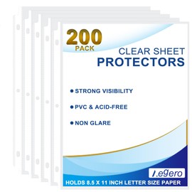 200 Pack Clear Sheet Protectors, 8.5 x 11 inch Page Protectors for 3 Ring Binder,Top Loading Paper Protector for Documents and Photos,Letter Size