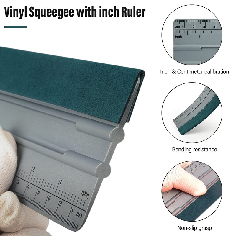 FOSHIO 12 Inch Felt Squeegee for Vinyl wtih Ruler 30CM