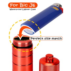 Waterproof Lighter Case Cover Holder for BIC Regular Lighters Sleeve Type J6 Outdoor Survival Multipurpose Seal Lighter Pouch (Red) for Hiking, Travel, Camping, and Emergency Preparedness