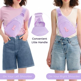 Fystdtote Birthday Gift for 5 6 7 8 9 10 11 12 13 14 15 16 Year Old Girls Fanny Pack Crossbody Bags for Women,Cute Trendy Stuff - Lavender,L