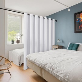 ChrisDowa Room Divider Curtain 108 Inches Long, Wide Blackout Sliding Door Curtain for Bedroom, Room Darkening Privacy Window Curtain for Patio Door (1 Panel Set, Greyish White, 100 x 108 Inch)