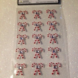 Jolee's Boutique CHRISTMAS CRAFTS CHRISTMAS GLITTER CANDY CANES WITH GEMESTONES 15 PCS