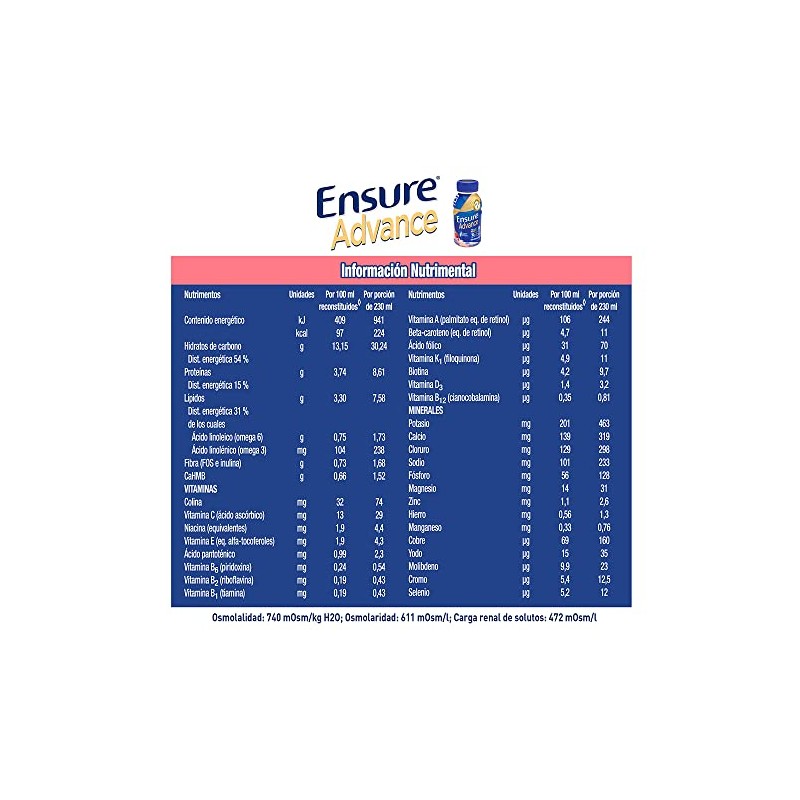 Ensure Advance Multisabor 10 Fresa 2 Vainilla 237 Ml (12
