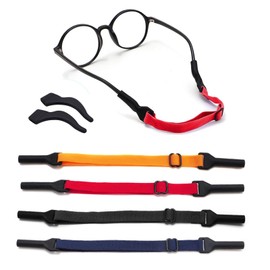 AWAVM 4 Pieces Adjustable Glasses Strap, Glasses Holder, Sunglasses Strap, Universal Glasses Strap, Glasses Holder Around Neck, Sports Glasses Straps for Men, Women, Kids (4 Colors + 4 Glasses