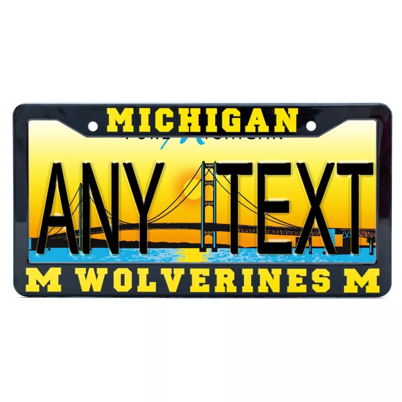 EliteAuto3K Michigan Wolverines License Plate Frame Cover – Black &