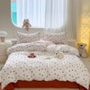 Bildenly Heart Duvet Cover Set Queen Size Cute Red Pink