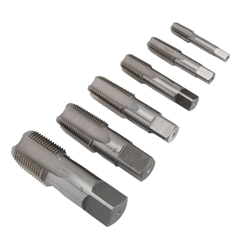 6Pcs NPT Pipe Tap Set Thread HSS for Plumber Industrial