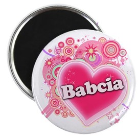 CafePress Babcia Heart Art Magnet 2.25" Round Magnet, Refrigerator Magnet