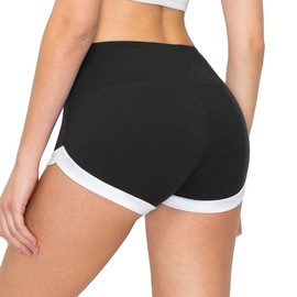 ALWAYS - Pantalones cortos de yoga para mujer, de alta calidad, suaves, elásticos, para animadora, correr, danza, voleibol, Sho2228 / Black White, M