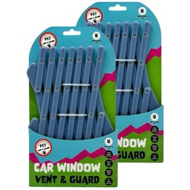 Pet Guru DOG PUPPY PET TRAVEL REAR CAR WINDOW VENT GUARD MESH UNIVERSAL ADJUSTABLE SECURITY LATTICE TELESCOPIC FENCE PACK OF 2 (Pack of 2 Blue)