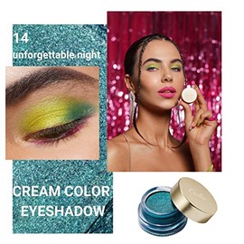 Oulac Glitzer Lidschatten Grün| Hochpigmentierter Creme-Lidschatten| Wasserfest & Langlebig| Metallisch schimmernde Finish| Verblendbar & Faltenfreies Augen-Makeup|Vegan |06g (14)