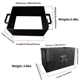 2-Part Sand Casting Flask Mold Frame Set, 10x8x4.7 Inches Large Cast Iron Mold and and 8x5.3x4.7 Inches Jewelry Metal Casting Making Tools for Delft Clay and Petrobond