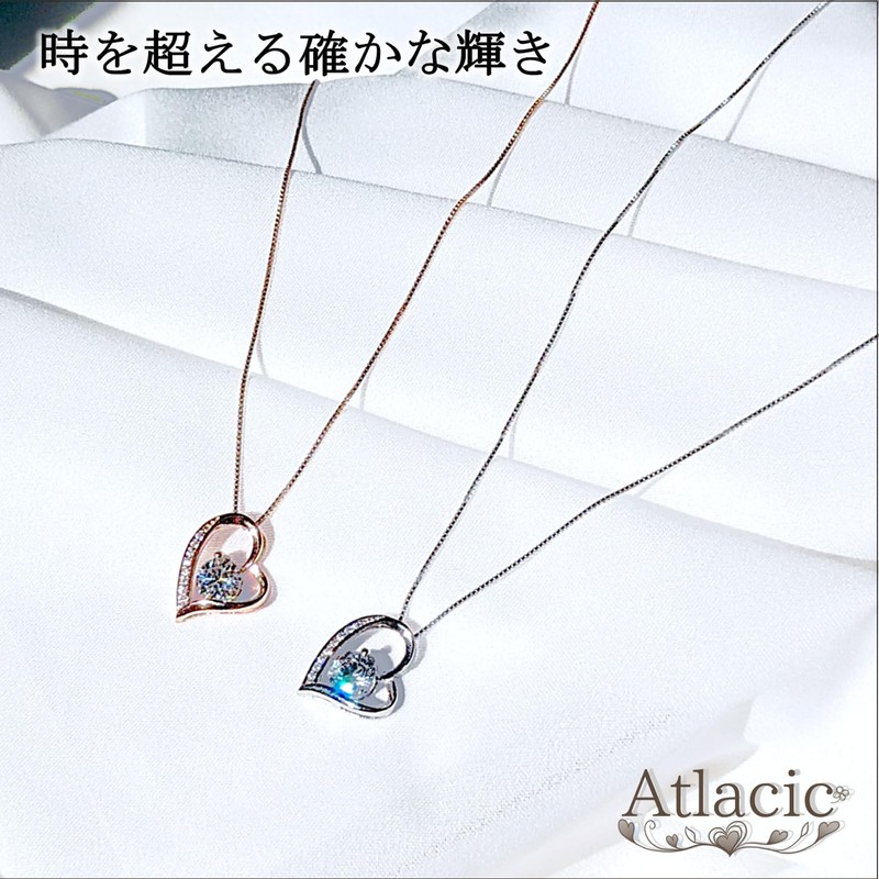 Atlacic Women's Moissanite Necklace, Open Heart, Heart Shape, LED Light,