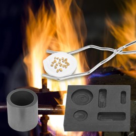 aleawol 4pcs Graphite Crucible Gold Melting Kit, Melting Pot Pliers Bowl Combination for Platinum Gold Silver Brass Alloy Melting