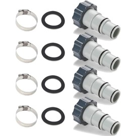 TonGass (4-Pack Pool Hose Replacement for Intex Pool Sets with 1.5 and 1.25-Inch Hoses - Hose Adapter w/Collar Replace for Intex Pool Parts Fit for Threaded Connection Pumps PN. 25007 (4, 25007)