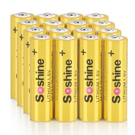Soshine Lithium Batteries AA - Long Lasting 3000mah 1.5v Lithium AA Battery for Blink Camera,Remote Control,Doorbell(Non-Rechargeable Batteries) (Golden)