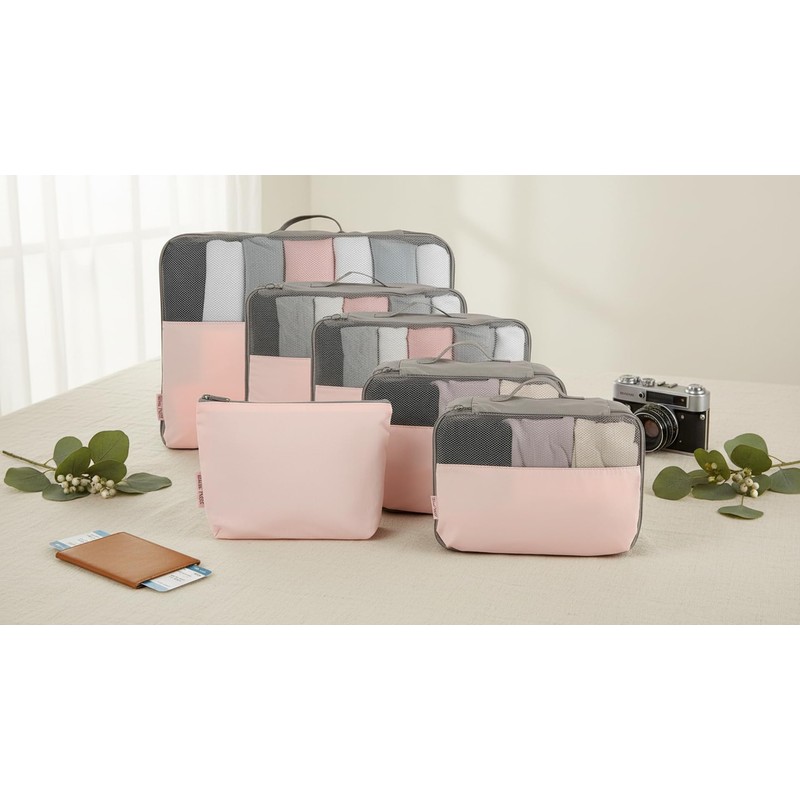 Packing Cubes, 6-Piece, Pink, Solid