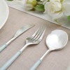 24Pieces Silver Plastic Silverwar Plastic Cutlery with Blue Handle- Heavyweight