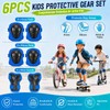 Lafefe 6PCS Blue Kids Protective Gear Set Knee Elbow Wrist