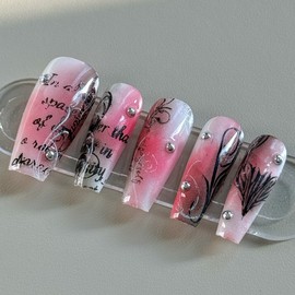 4:30AM Pages of Forbidden Letters |Pink vintage nails - Coffin / 4:30AM 금지된 편지의 페이지 | 핑크 빈티지 네일 - 코핀