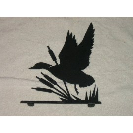 HTW Duck Taking Flight Cattails Mailbox Topper - Raw steel