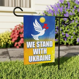 Stand With Ukraine Garden Flag, 12x18 Inch Double Sided, We Stand With Ukraine Flag, Support Ukraine, Ukrainian Flag, Trump Won Flag, VP14337