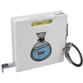 Azeeda 'Fish In A Bag' Keyring Tape Measure/Spirit Level Tool (KM00021943)