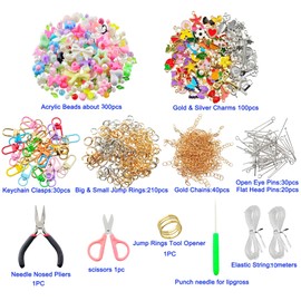 eswala Keychain Making Kit Supplies Y2K DIY Keychain Charms Bulk Beaded Key Chain Making Kit for Phone Kindle Charms Lipgloss Lip Gloss Bag Charm Key Chain Accessories 750pcs Beads Charm Jewelry Kits