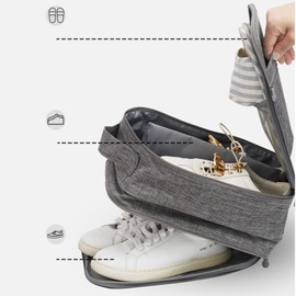 Shoe Bag for Travel, Portable Shoe Bag, Travel Shoe Bag, 2 Layer Shoe Bag for Travel, Waterproof Travel Bag, Travel Trolley Bag, gray, Unisex