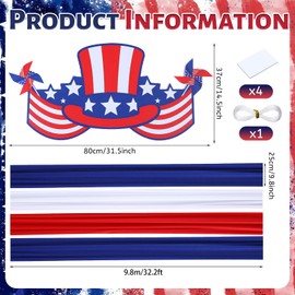 Batiyeer 5 Pcs 32.2ft 4th of July Patriotic Bunting Porch Decorations