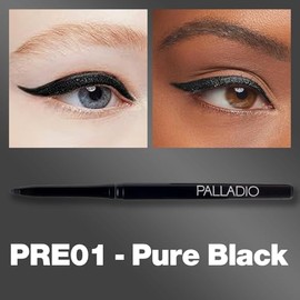 Palladio Delineador de Ojos Retráctil Resistente al Agua, Color Enriquecido Pigmentado y Lápiz de Ojos Cremoso, Fácil de Deslizar y Girar, Aplicación Duradera a Prueba de Manchas, Pure Black