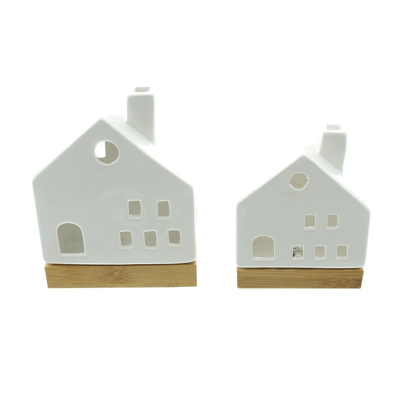 FRANK FLECHTWAREN LED House White, Set of 2, Dimensions: Height