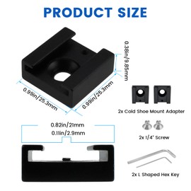 BaYiToo 2 Pcs Flash Cold Shoe Mount Adapter, Aluminum Alloy Cold Shoe Bracket with Anti Twist Pins, Hex Wrench & 1/4" Screw for Flash LED Light Monitor Microphone