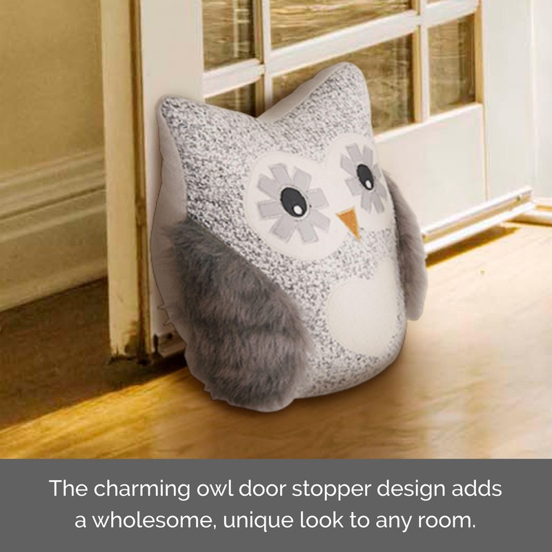 Elements Plush Weighted Fabric Owl Door Stopper, 7.48x3.94x9.25 Inch