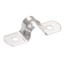 TA-VIGOR 16Pcs Rigid Pipe Straps, 10mm 2 Holes Stainless Steel Tension Tube Clip Clamp, Heavy Duty Conduit Clamps for Pipe Tube Wire Fixing, Laying Plumbing, Electricity, Exhaust