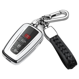Autophone for Toyota Key Fob Cover with Keychain Soft TPU Key Shell Case,For 2019-2026 Rav4 2020-2022 Highlander Corolla Prius 2018-2024 Camry C-HR Avalon GT86 2021-2024 4runner(Silver）